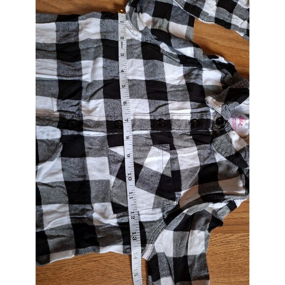 Justice Girl’s Gray Plaid Button Up Long Sleeve Western Style Short Kids Sz 10 - Picture 6 of 9